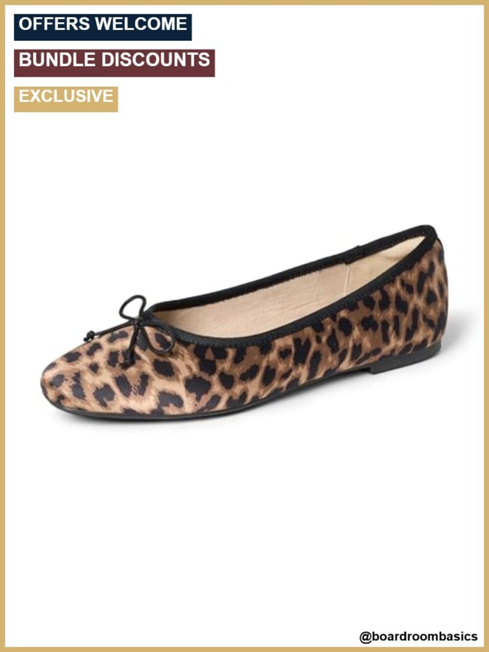 Ballet Flat with Bow, Round Toe, Pull-On Closure, Foam Insole